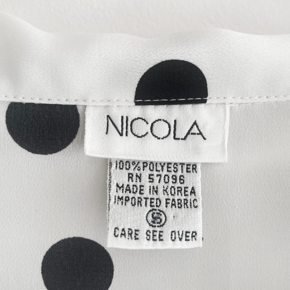 Vintage Black & White Polka-Dot Flowy Blouse - Small - Picture 2 of 3